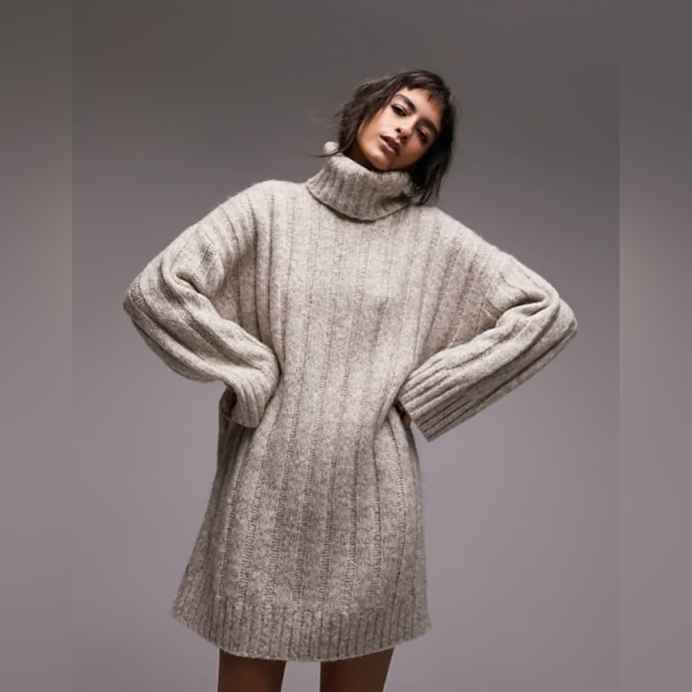 Topshop Funnel Neck Sweater Dress